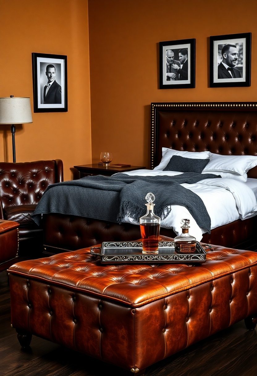 Masculine Bedroom Ideas for Men: Leather Furniture for a Rugged Look