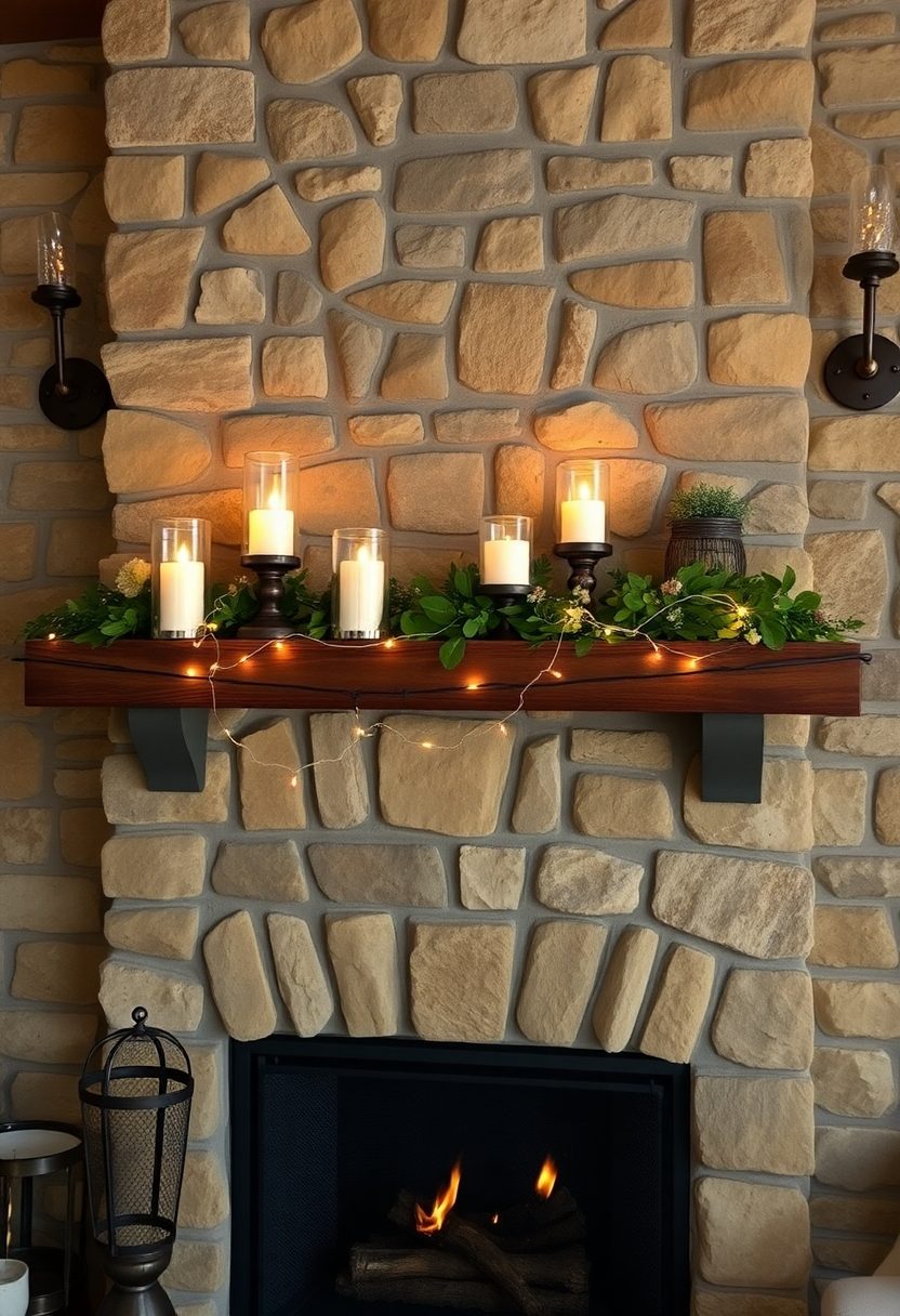 Farmhouse Mantle Decor Ideas: Farmhouse Style Mantle Lighting Ideas