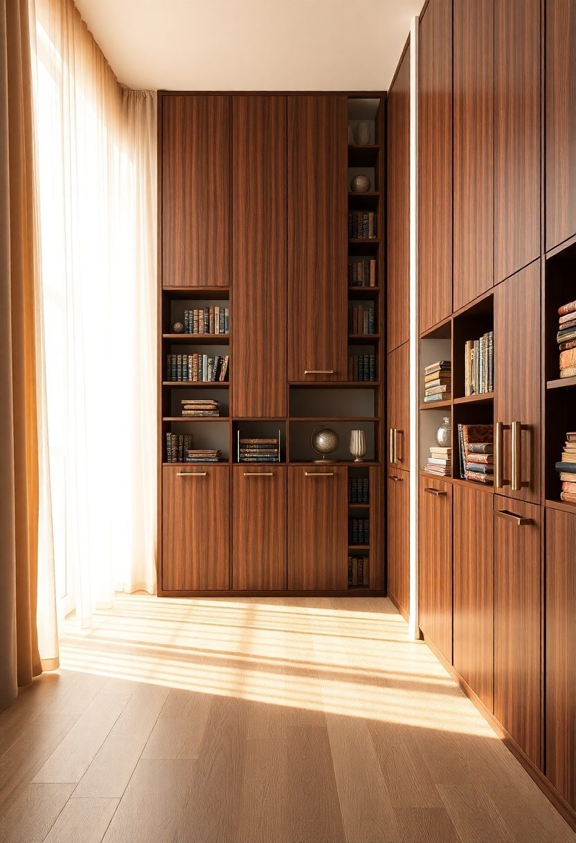 DIY Library Wall Ideas: Hidden Storage Library Wall