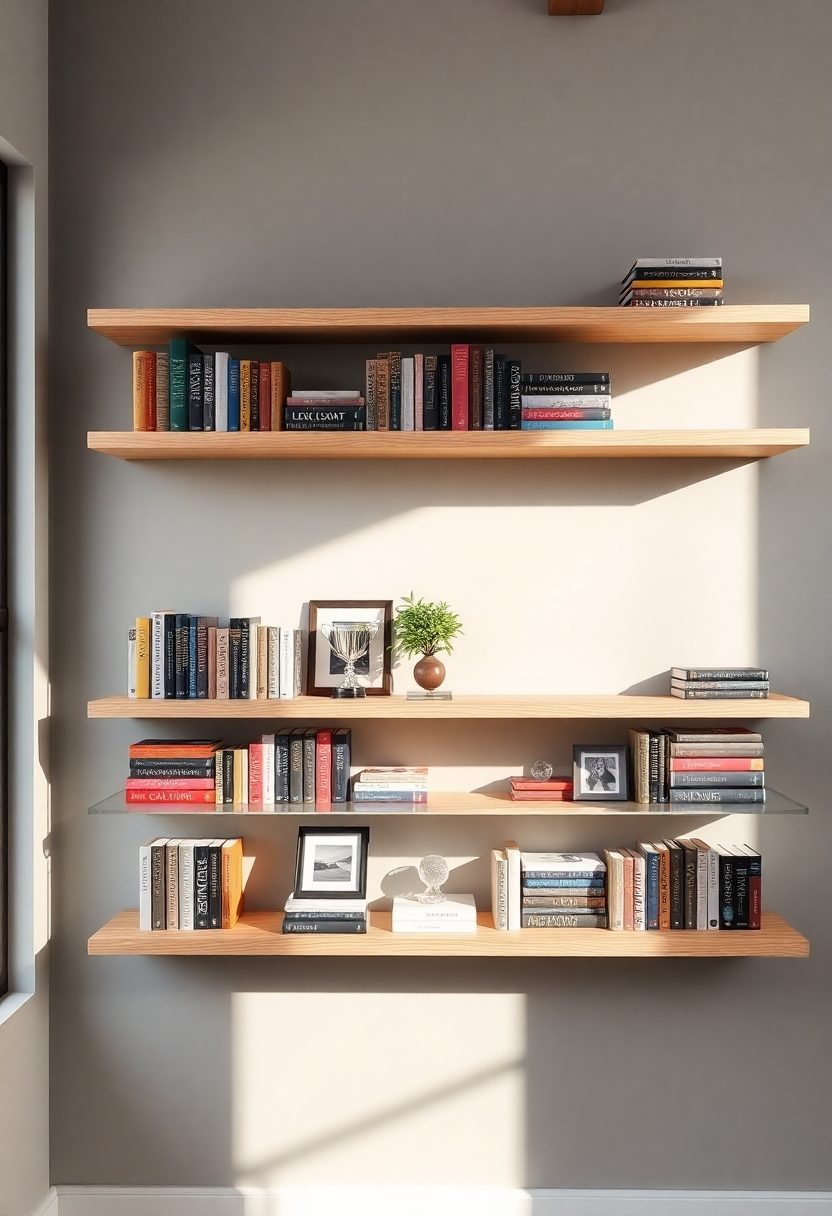 DIY Library Wall Ideas: Floating Shelves for a Modern Look