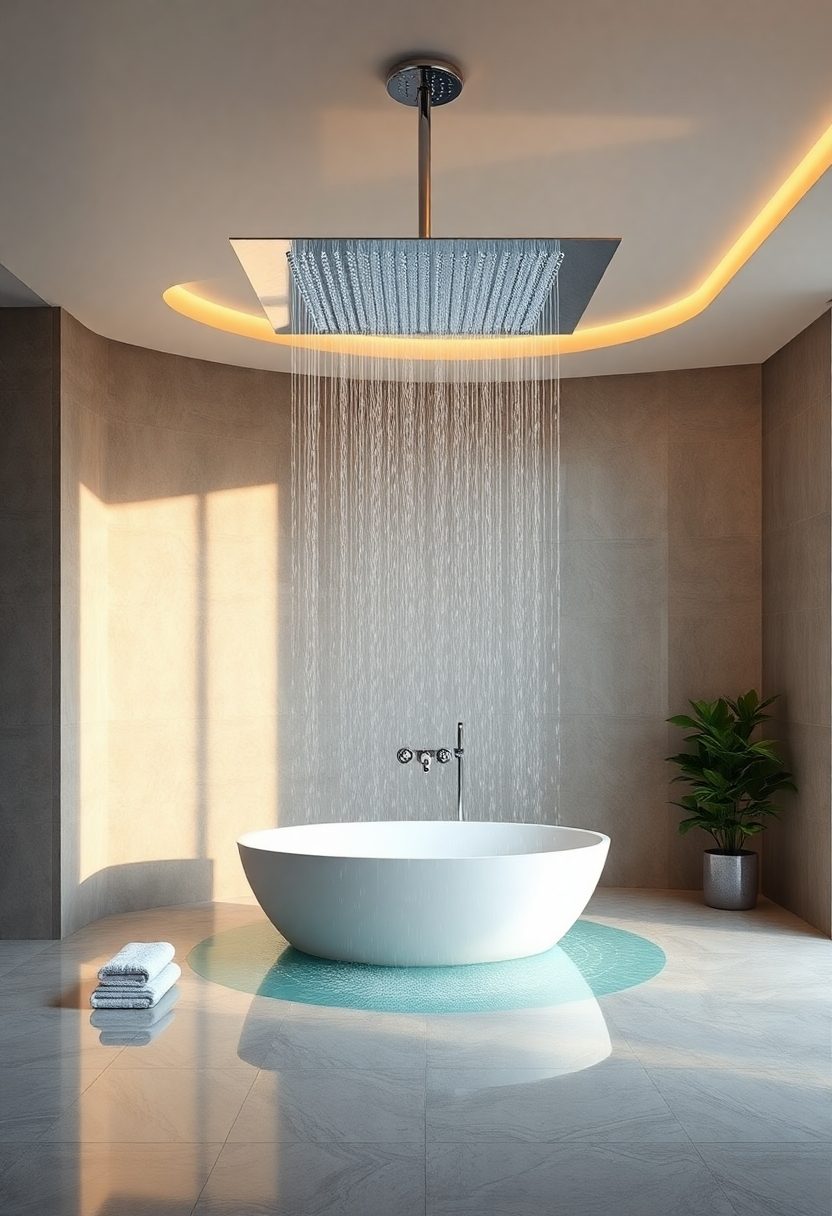 Small Luxury Bathroom Ideas: Rainfall Showerhead Installations