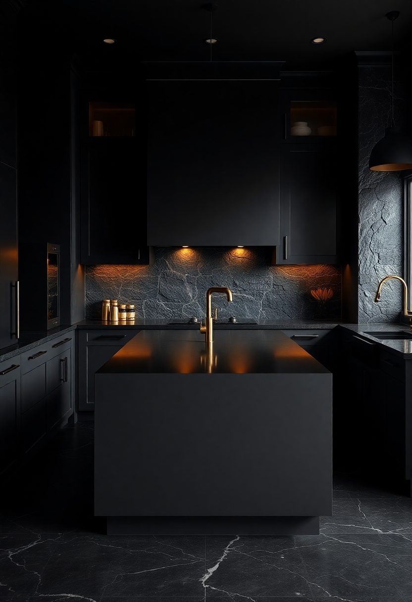 Luxury Black Kitchen Designs: Monochromatic Color Schemes