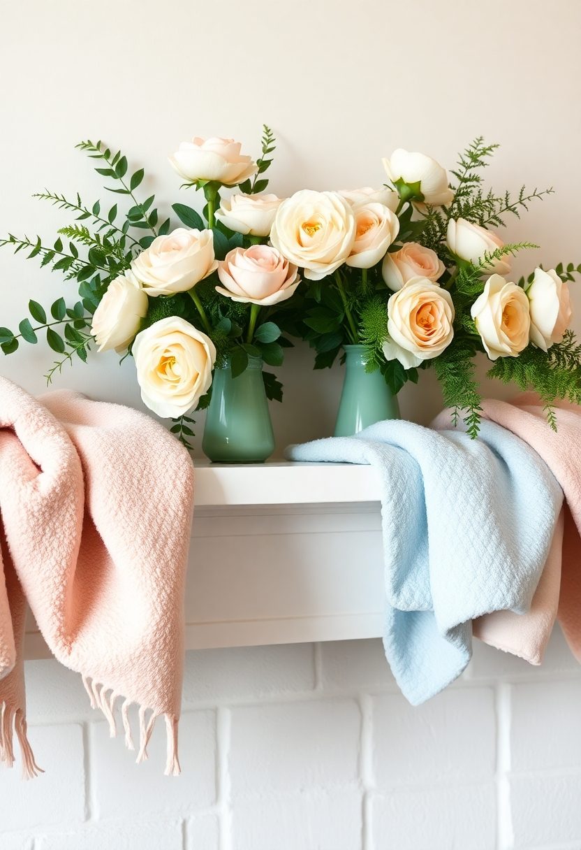 Spring Mantel Decorating Ideas: Pastel Colors and Soft Textures