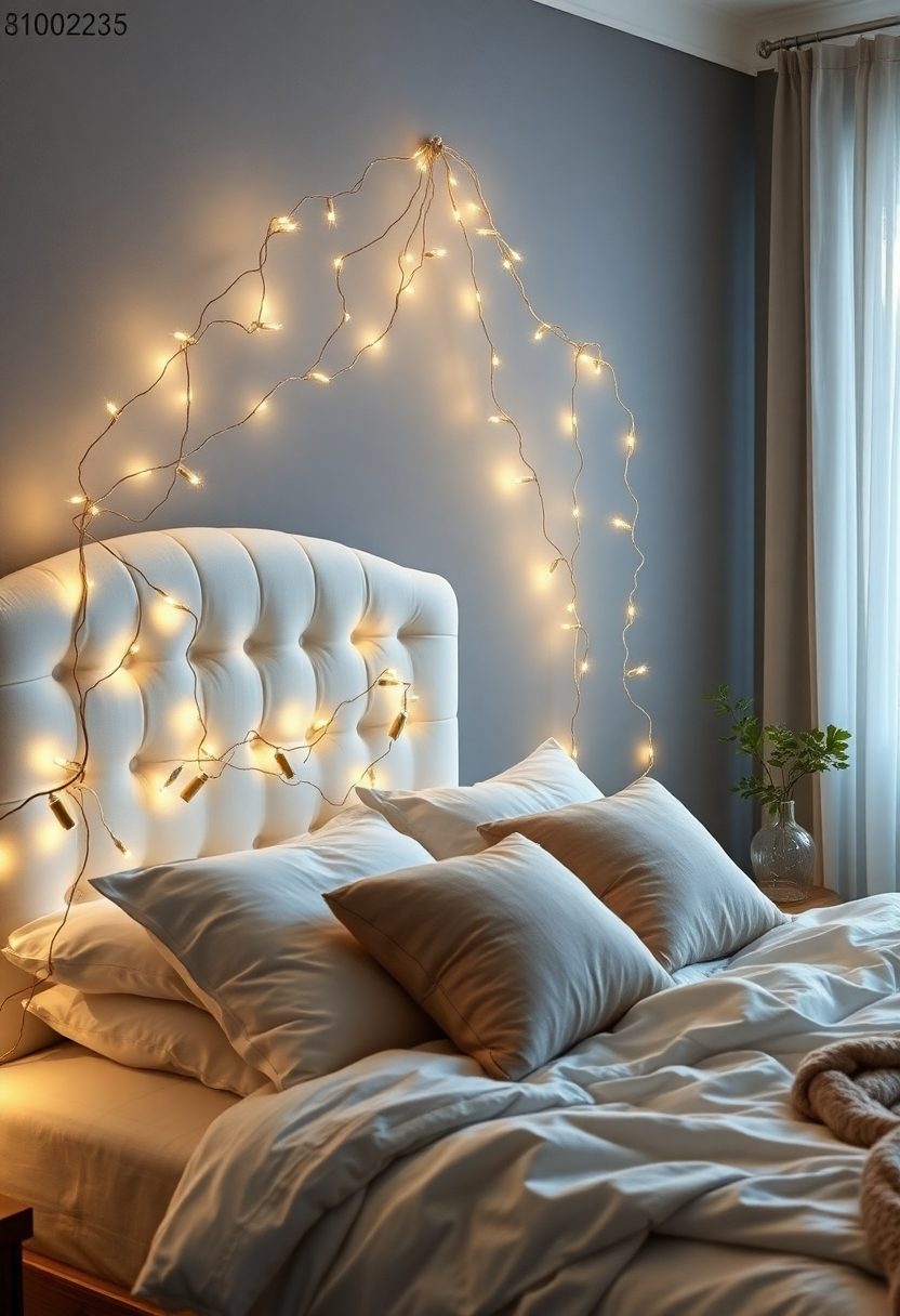 Cute DIY Room Decor Ideas: Fairy Light Headboard