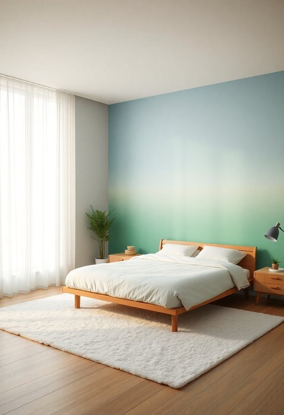 Bedroom Wall Paintings Ideas: Gradient Wall Paintings for a Calming Effect