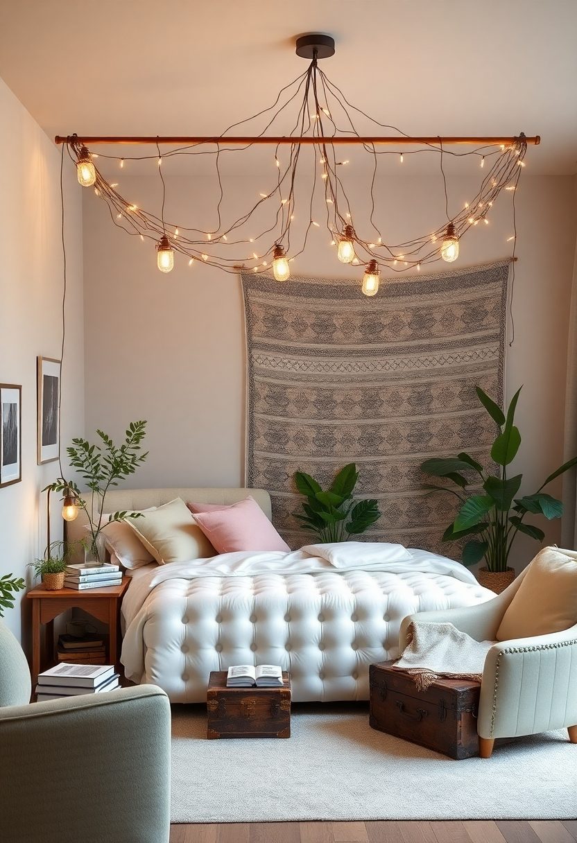 DIY Room Decor Ideas: String Light Canopy Creation