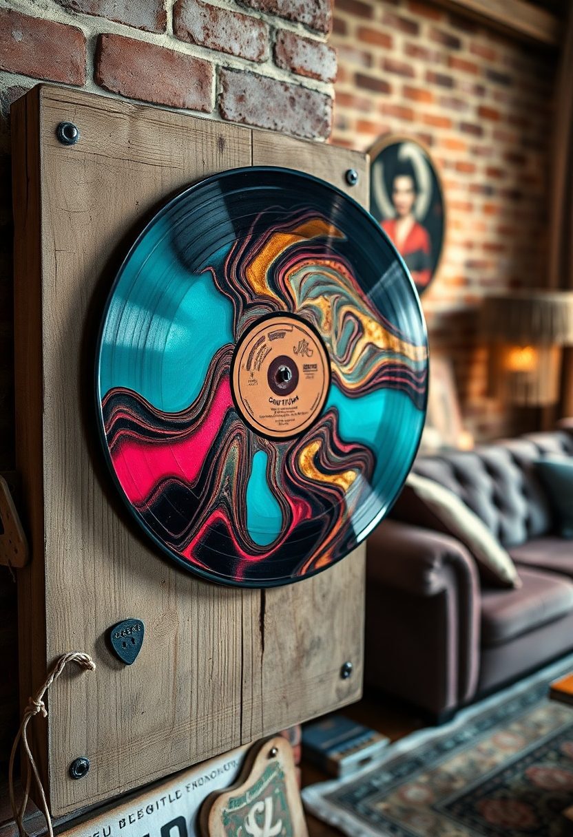 Grunge Room Decor Ideas: Recycled Vinyl Record Art