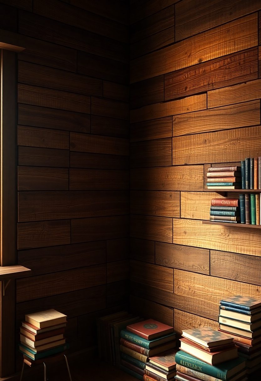 DIY Library Wall Ideas: Reclaimed Wood Library Wall