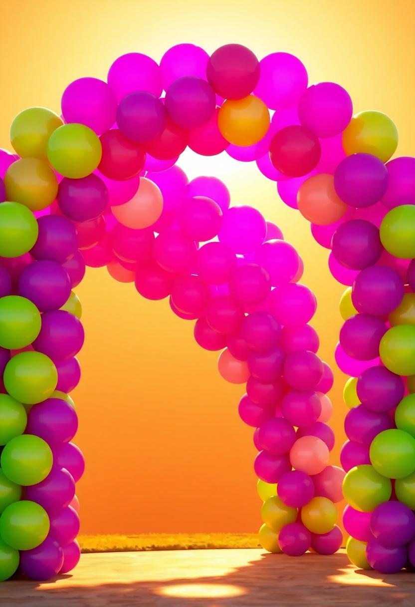 Mardi Gras Themed Decoration Ideas: Purple and Green Balloon Archways