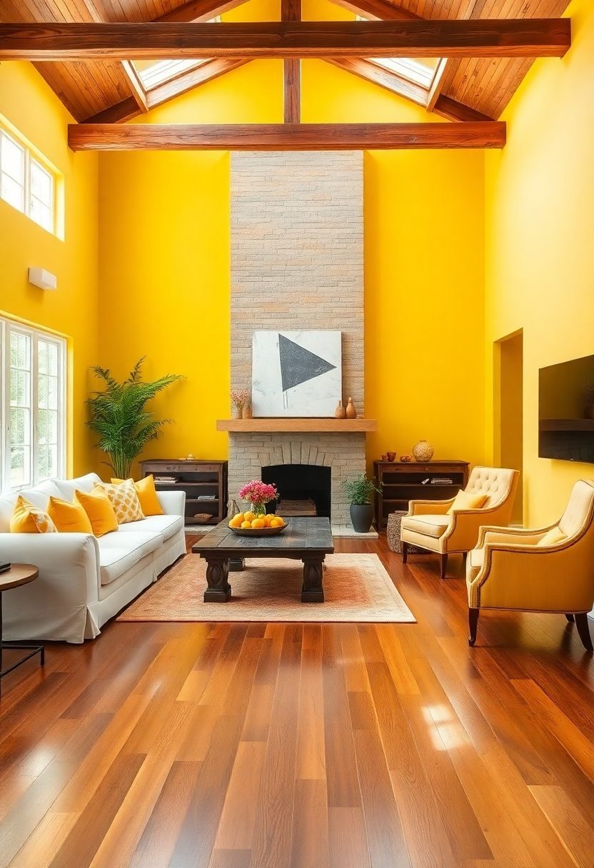 Farmhouse Living Room Paint Colors Ideas: Sunny Yellows To Brighten Up The Space