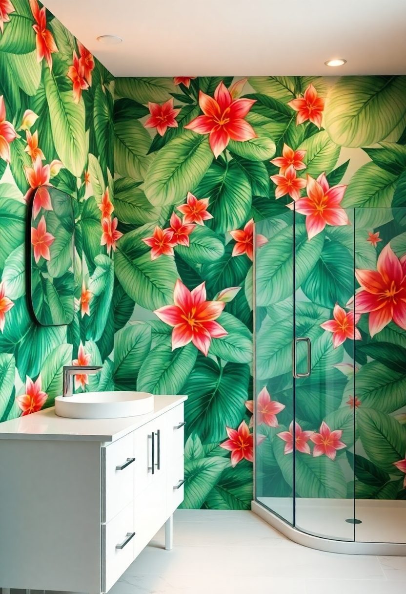 Bathroom Wallpaper Ideas: Tropical Leaf Patterns