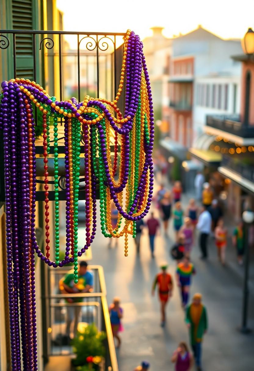 Mardi Gras Themed Decoration Ideas: Colorful Bead Garland Inspirations