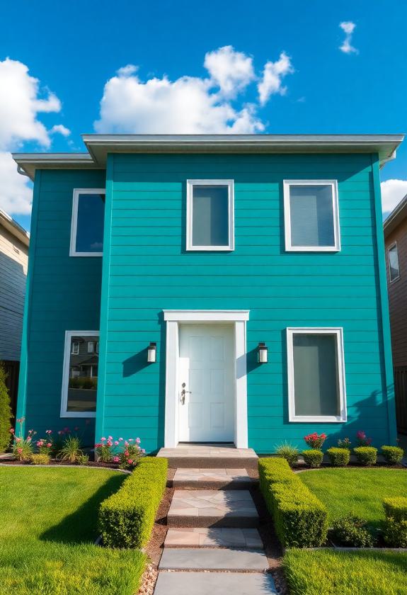 Outside House Paint Color Ideas: Teal Exterior House Colors For A Pop Of Color