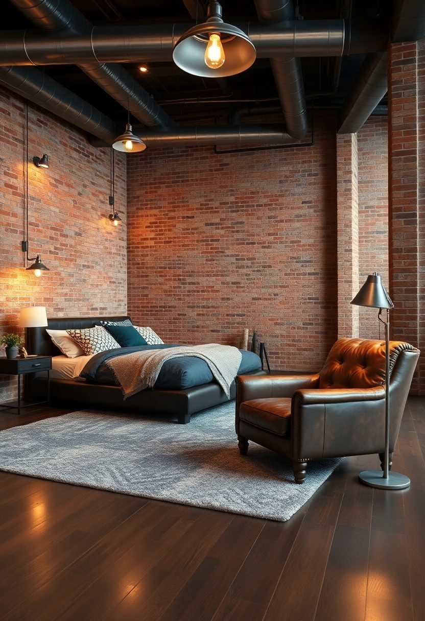 10 Masculine Bedroom Ideas for Men | Scream Style & Comfort! 1 Masculine Bedroom Ideas for Men: Industrial Chic Bedroom Designs