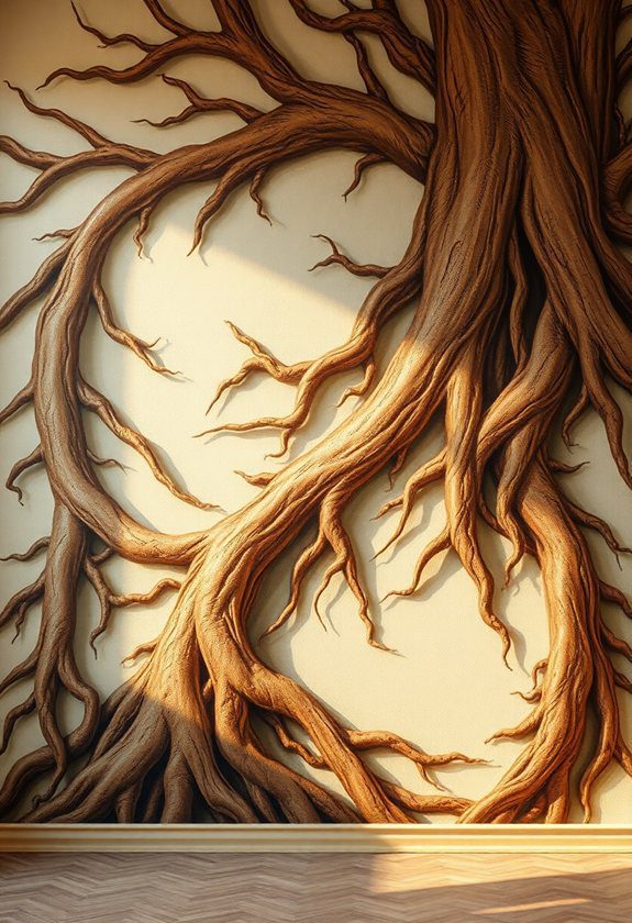 Tree Wall Painting Ideas: Dramatic Tree Root Paintings