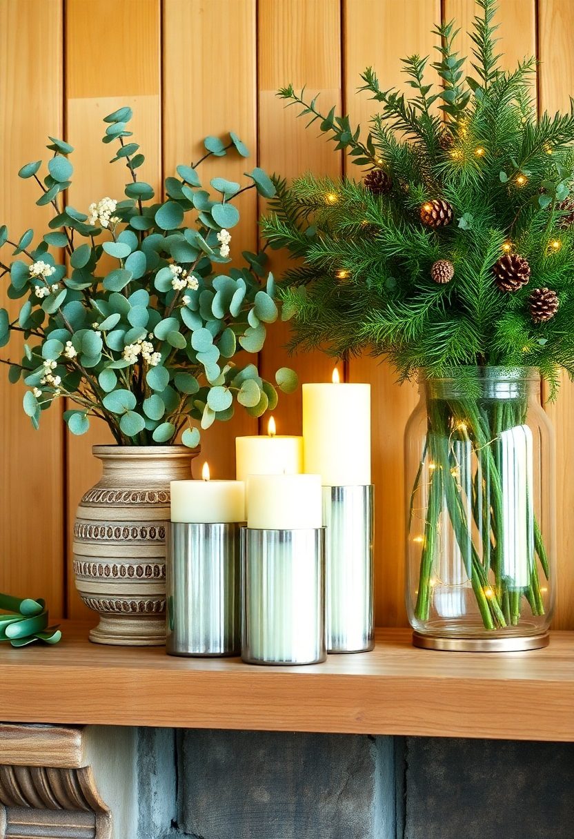 Farmhouse Mantle Decor Ideas: Cozy Candle and Greenery Displays