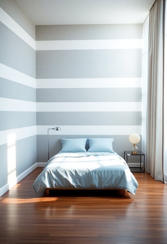 Bedroom Wall Painting Ideas: Horizontal Stripes For A Wide Look