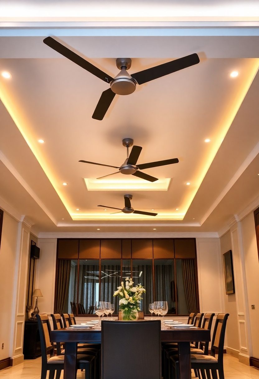 Genius 2-Fan False Ceiling Design Ideas: Elegant False Ceiling Designs for Dining Rooms