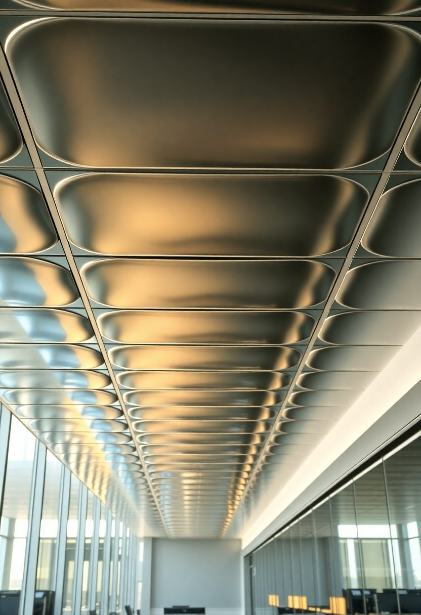 Modern Office False Ceiling Design Ideas: Highly Reflective Ceiling Panels