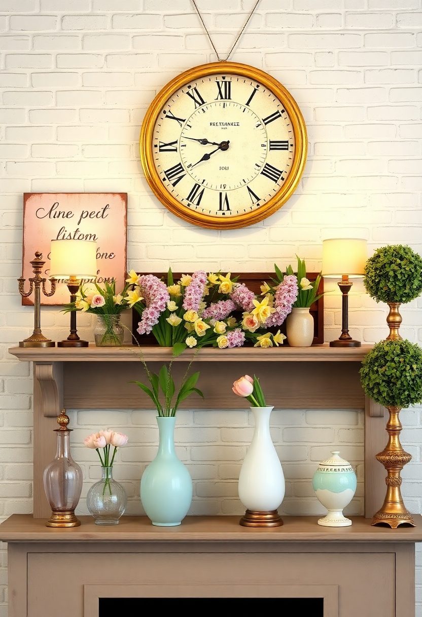 Spring Mantel Decorating Ideas: Vintage Decor Inspiration