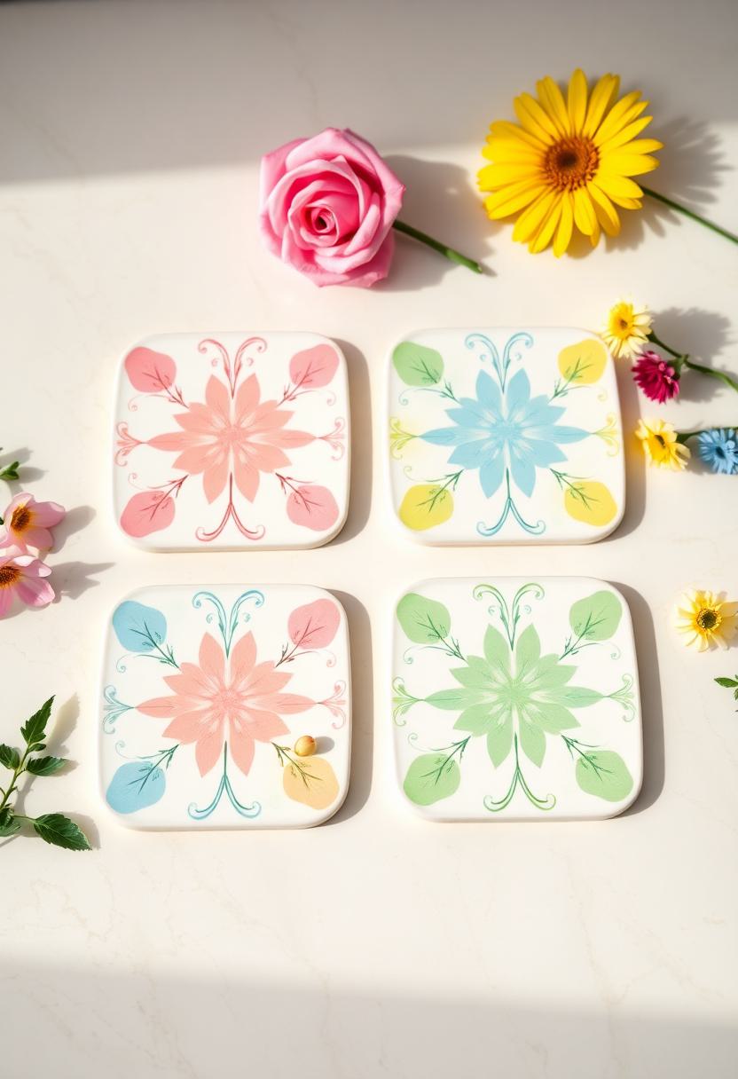 Floral Home Decor Ideas: Bright Floral Coasters