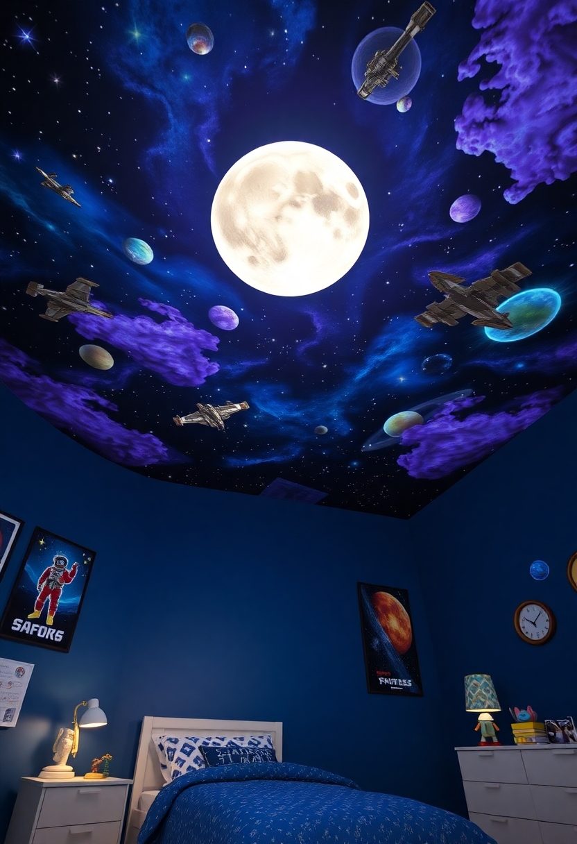 Kids Room False Ceiling Designs Ideas: Outer Space Themed False Ceiling