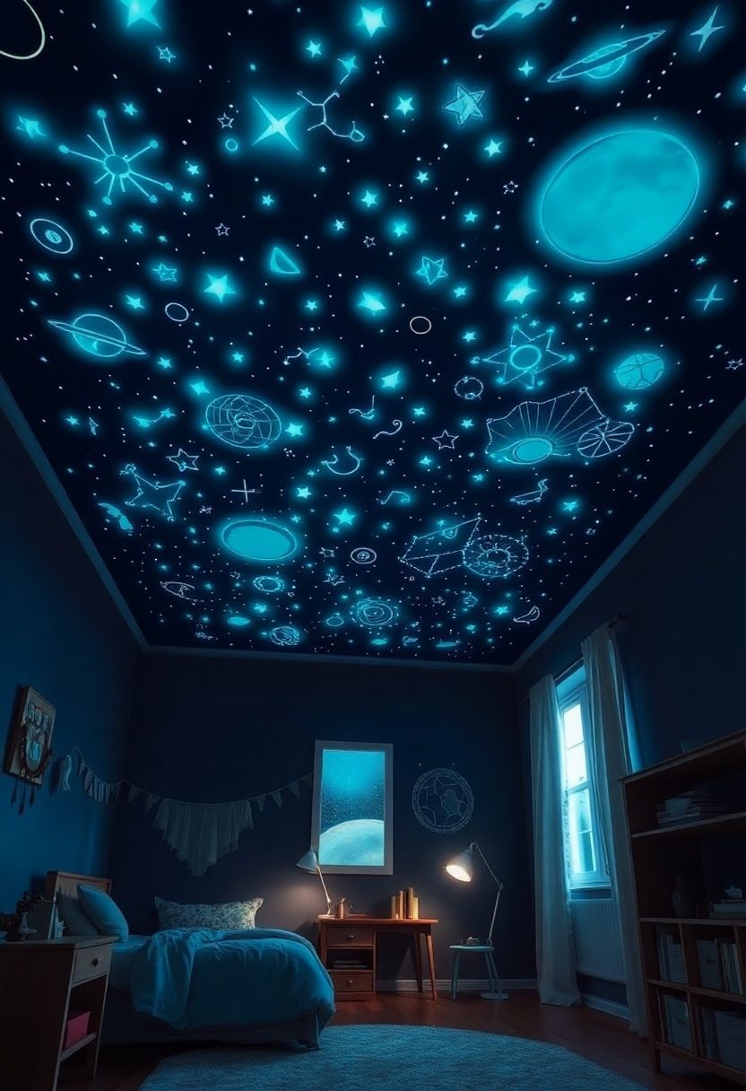 Kids Room False Ceiling Designs Ideas: Glow In The Dark Constellation Ceiling