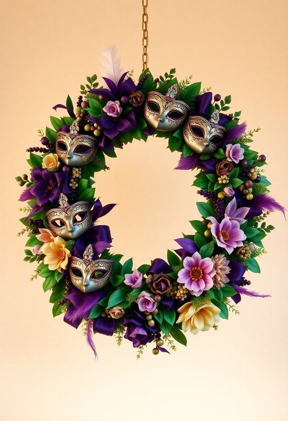 Mardi Gras Wreath Design Ideas: Masquerade Ball Wreath