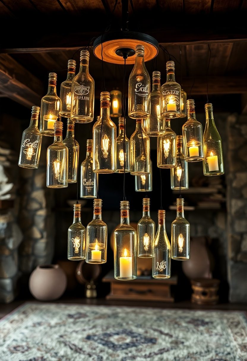 DIY Home Decor Craft Ideas: Repurposed Bottle Chandelier