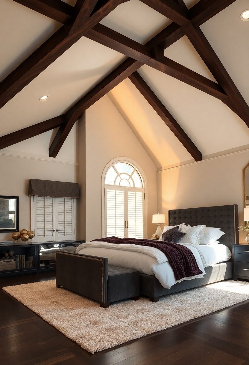 Bedrooms False Ceiling Design Ideas: High Ceiling Designs With Exposed Beams