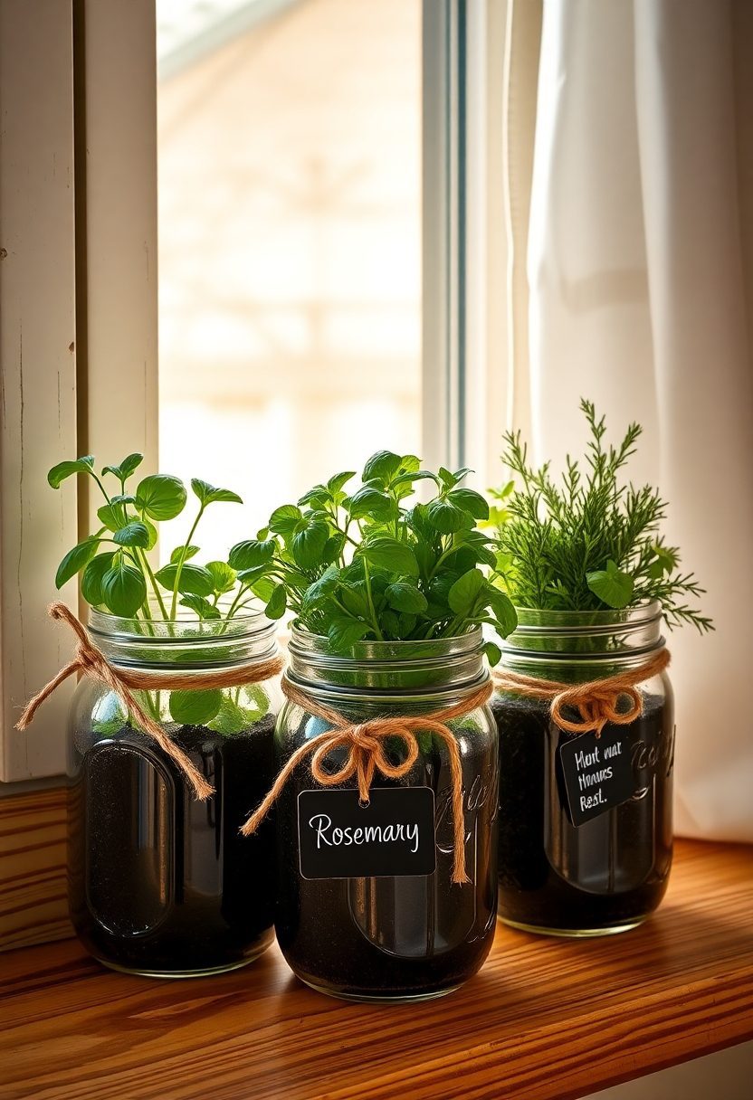 DIY Home Decor Craft Ideas: Mason Jar Herb Garden