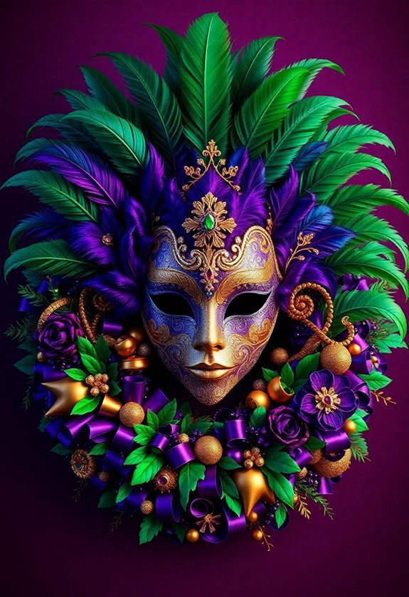 Mardi Gras Wreath Design Ideas: Giant Masquerade Mask Wreath