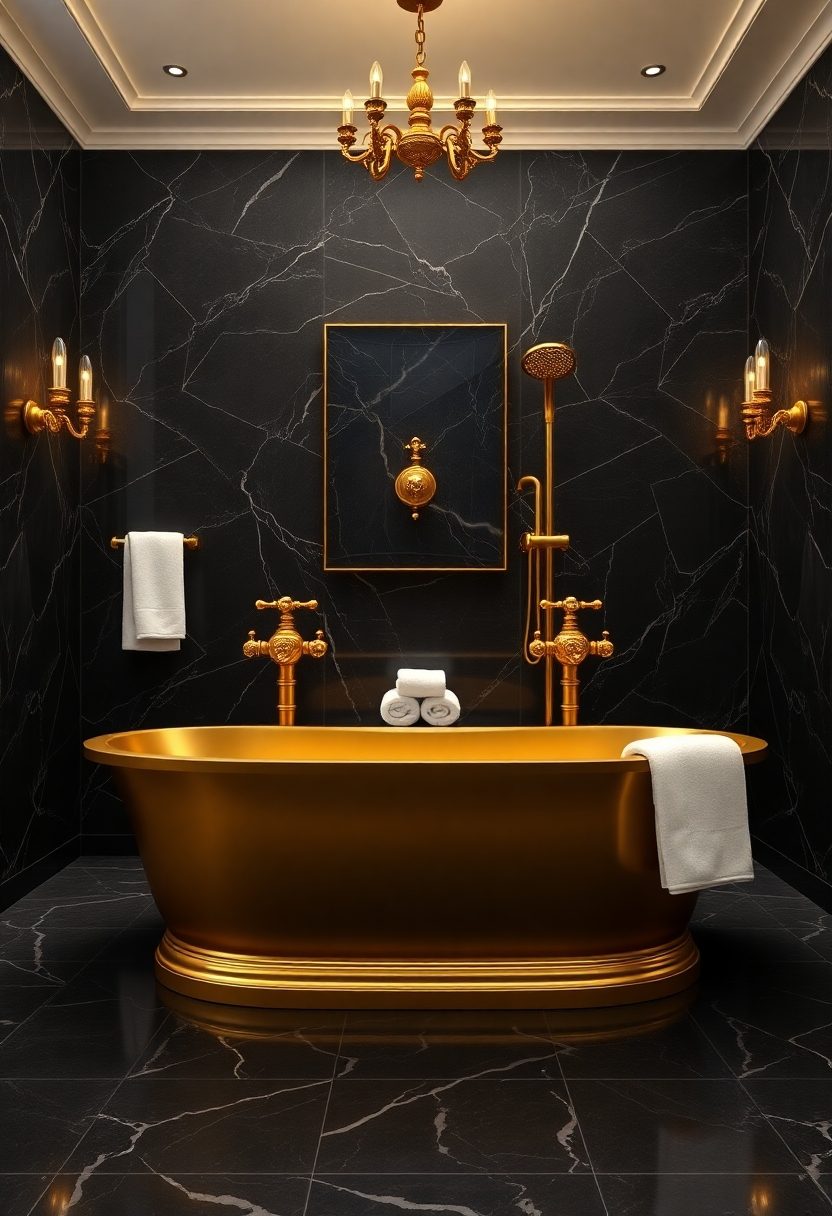 Luxury Bathroom Designs Ideas: Opulent Gold Fixtures