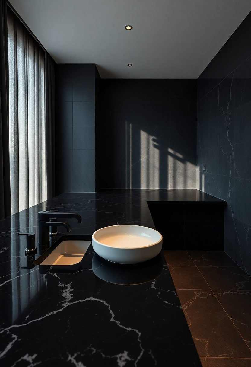 Luxury Bathroom Designs Ideas: Black Granite Countertops