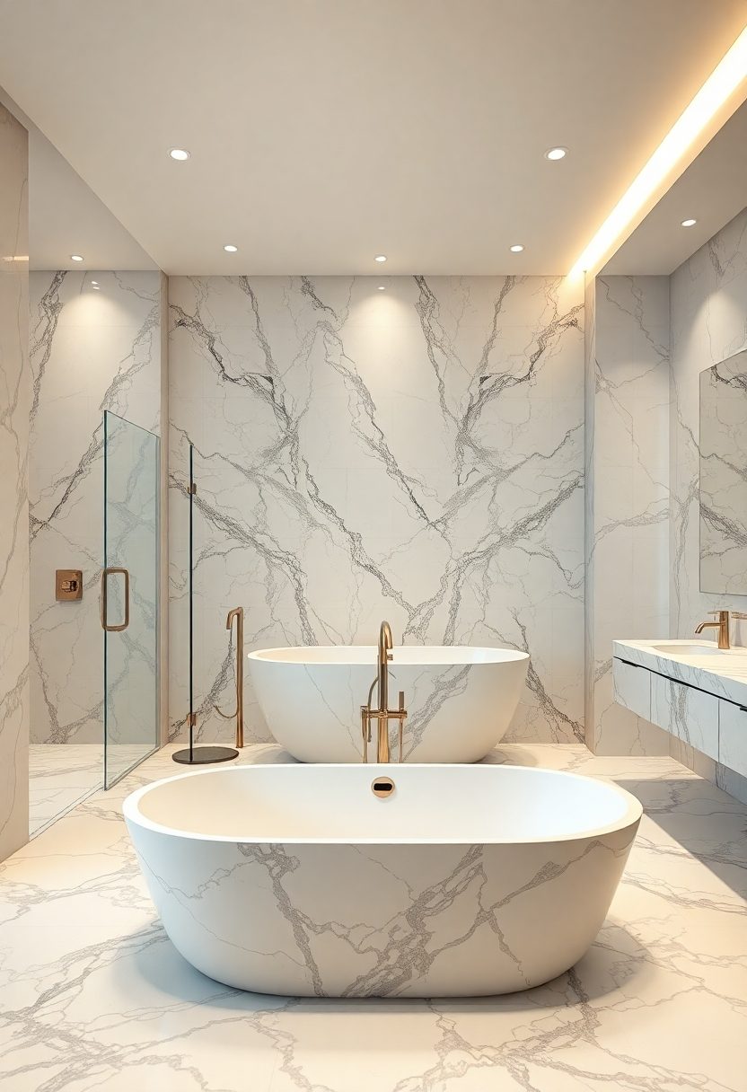 Luxury Bathroom Designs Ideas: Dramatic Marble Accents