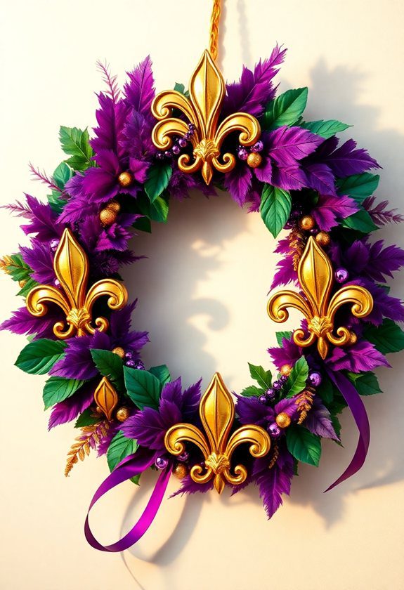 Mardi Gras Wreath Design Ideas: Fleur De Lis Mardi Gras Wreath