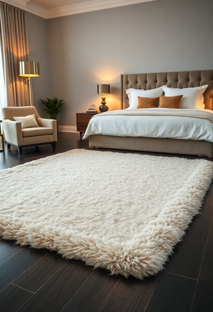 Luxury Bedrooms Furniture Ideas: Plush Area Rugs for Added Warmth and Texture