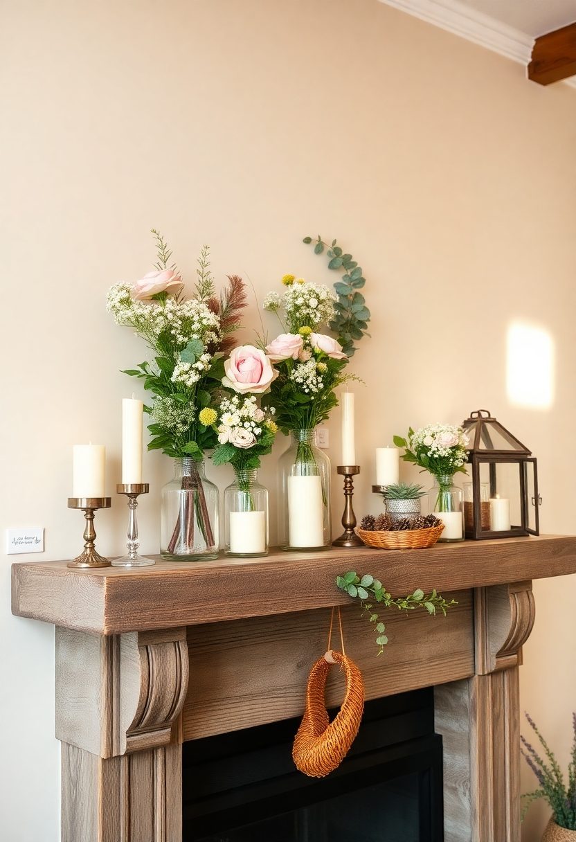 Spring Mantel Decorating Ideas: Rustic Chic Mantel Designs