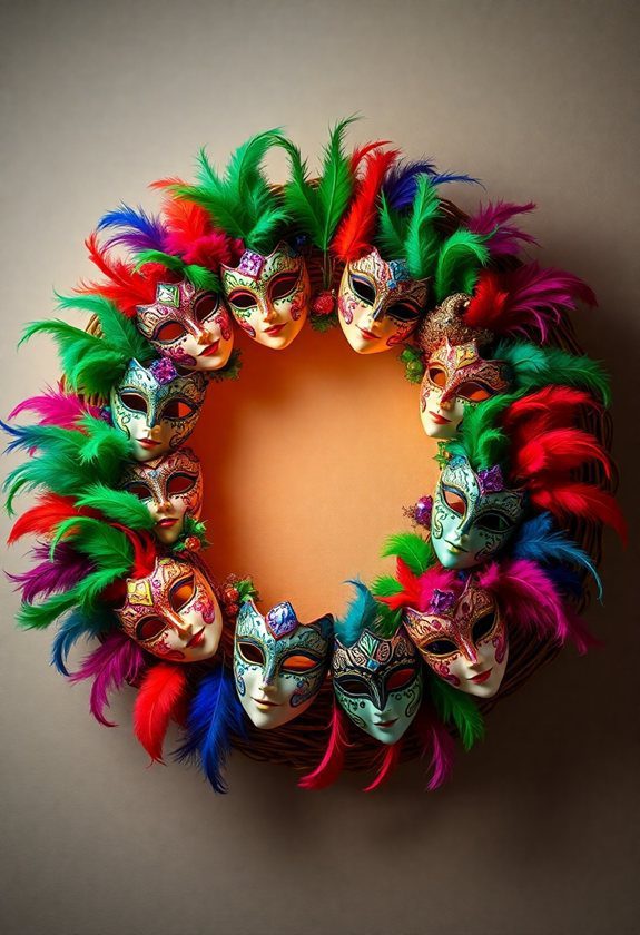 Mardi Gras Wreath Design Ideas: Carnival Mask Wreath