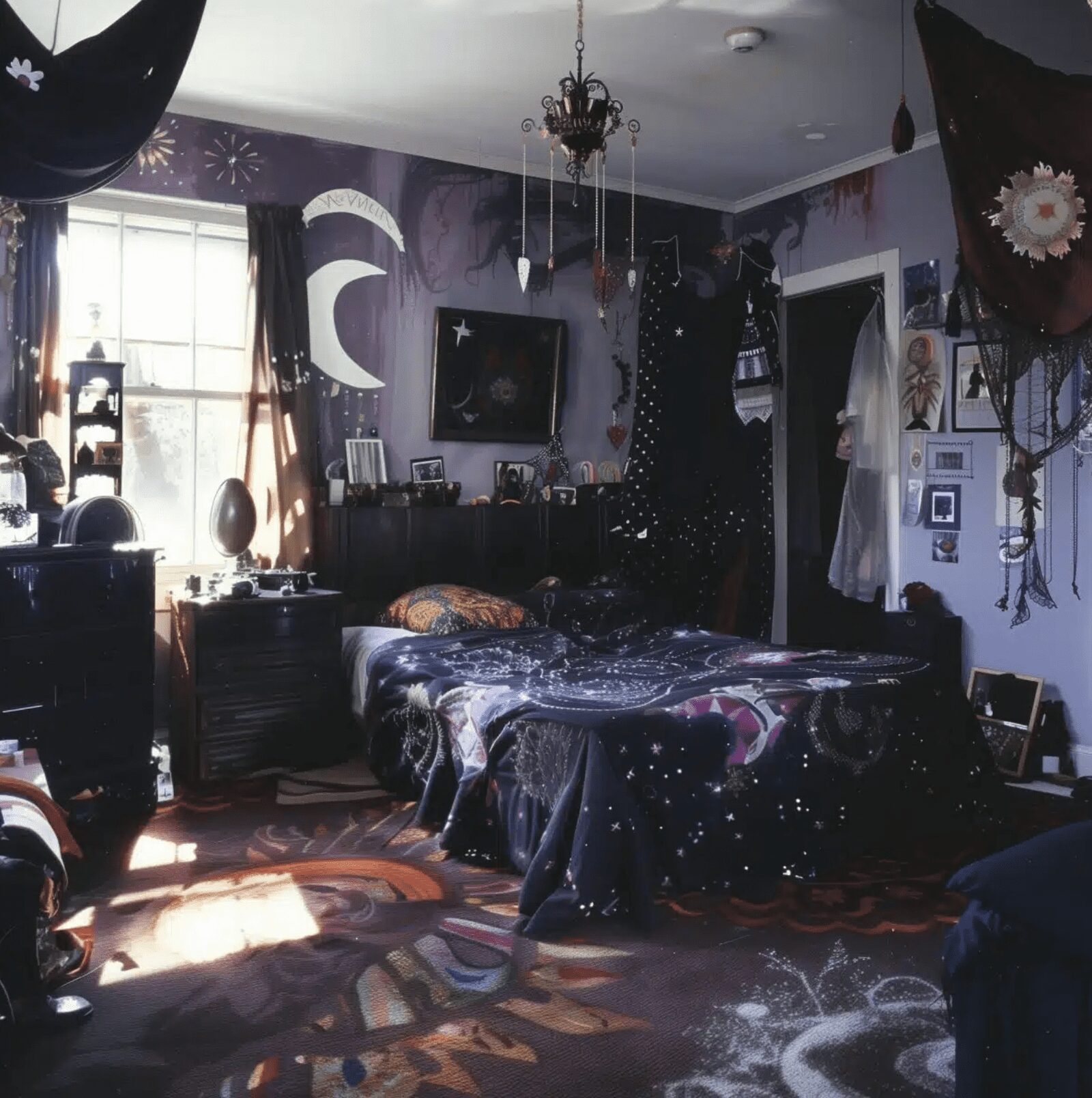 20 Jaw-Dropping 90s Whimsy Goth Bedroom Ideas 2025 12 Eclectic Goth Nostalgia
