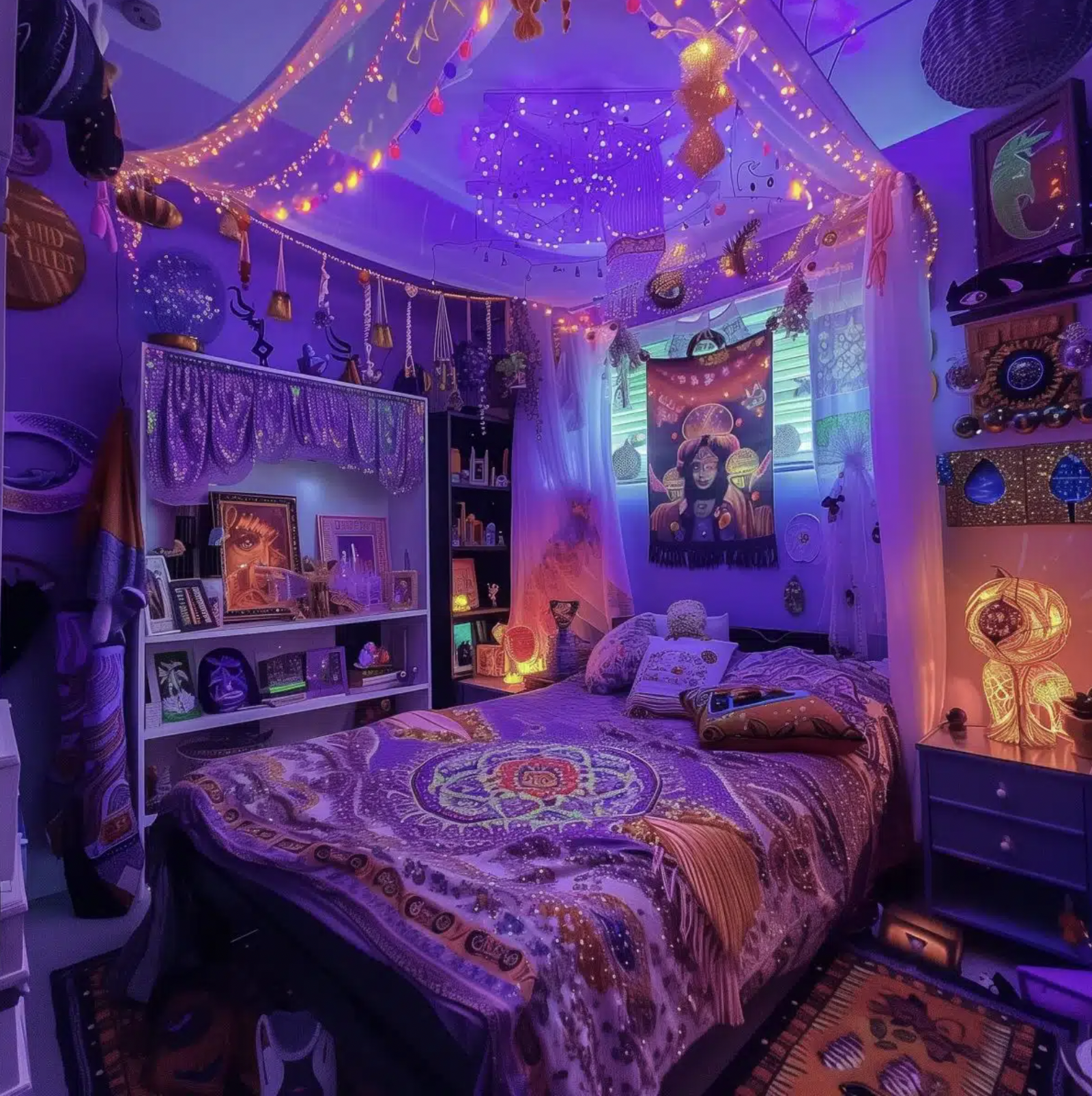 20 Jaw-Dropping 90s Whimsy Goth Bedroom Ideas 2025 14 Mystic Bohemian Enclave