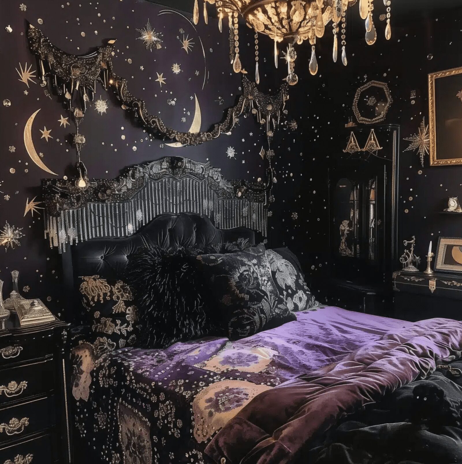20 Jaw-Dropping 90s Whimsy Goth Bedroom Ideas 2025 17 Nocturnal Elegance