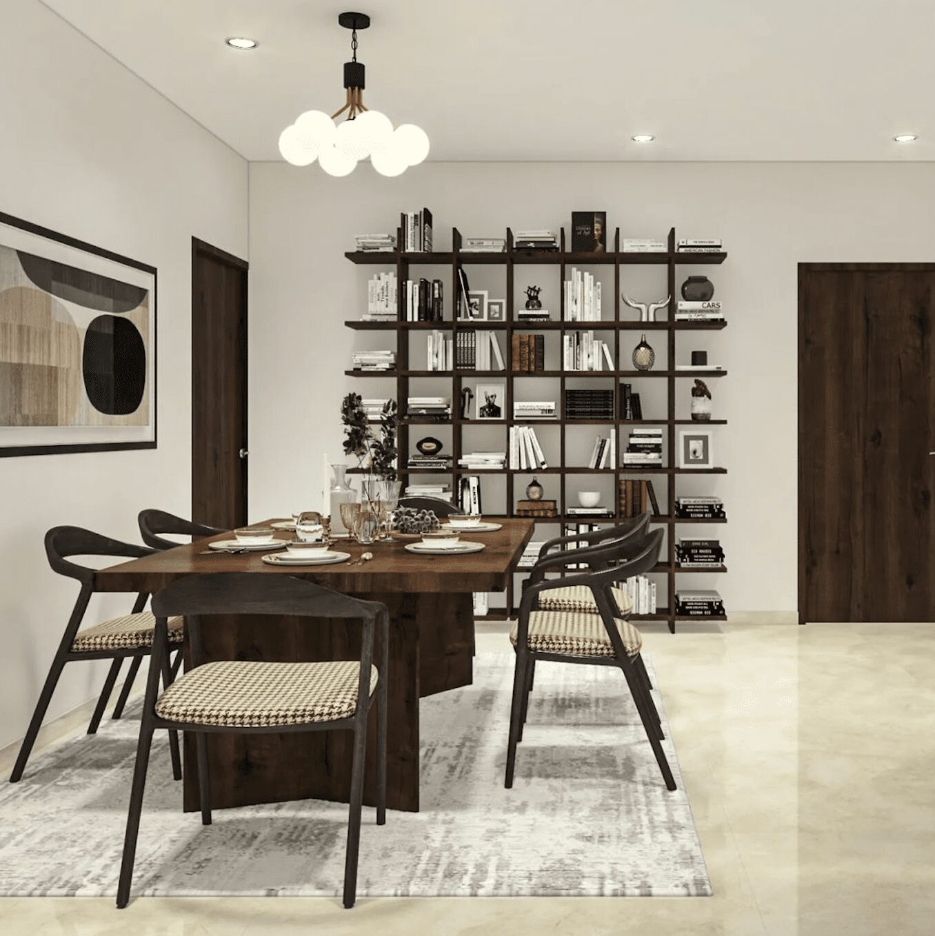 Stunning Bookshelf Decor Ideas That Wow in 2025 20 Modern Minimalism: Streamlined Dining and Library Space