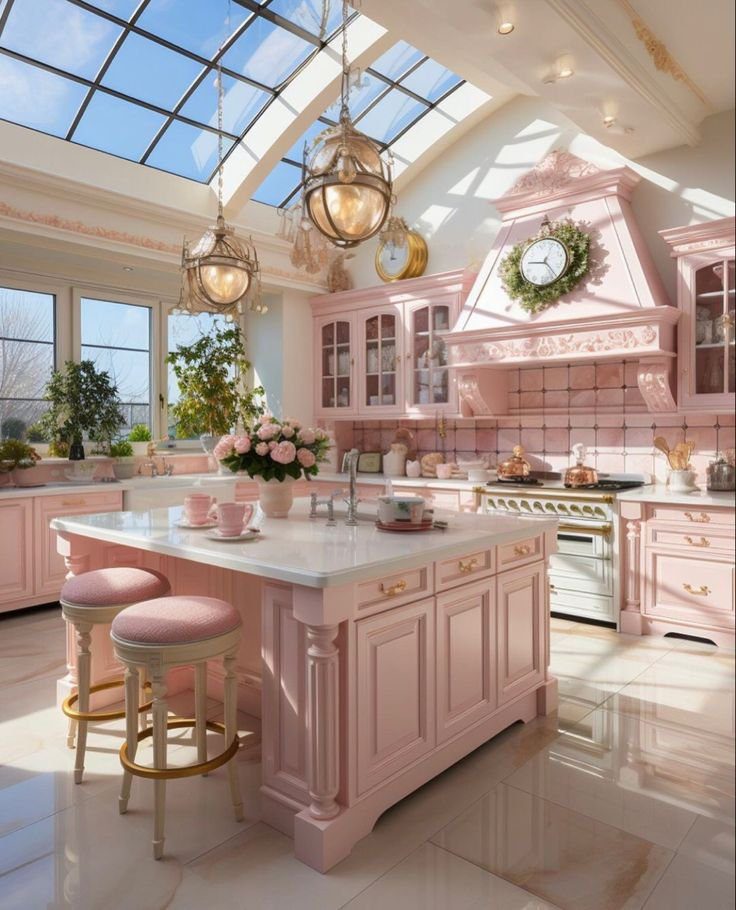Stunning Pink Kitchens That Will Blow Your Mind in 2025 23 Luxurious Light with Pink and Gold Accents