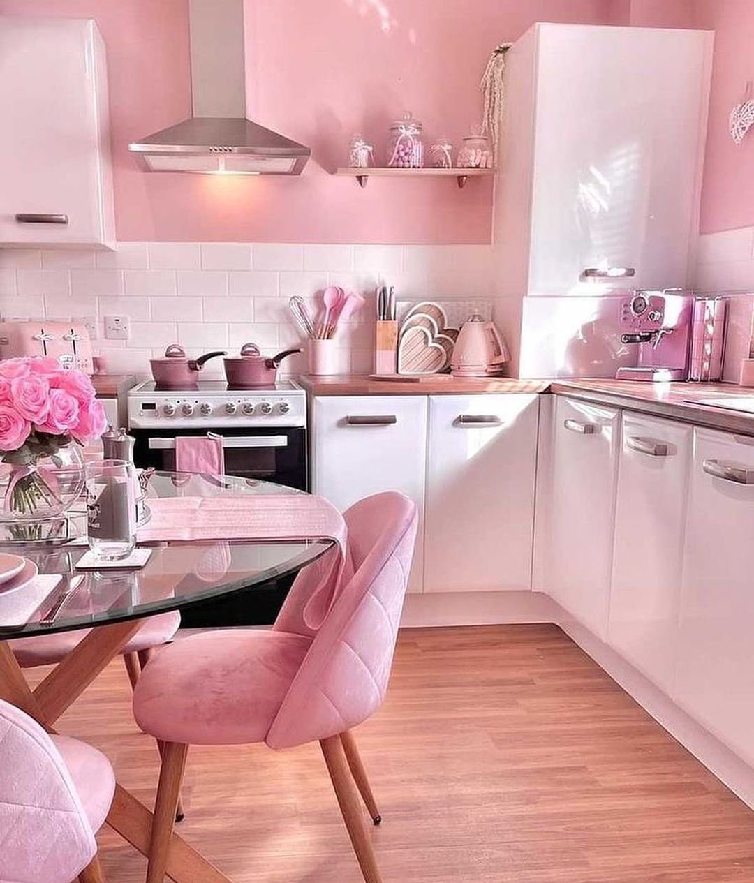 Stunning Pink Kitchens That Will Blow Your Mind in 2025 27 Candyfloss Charm with Plush Seating
