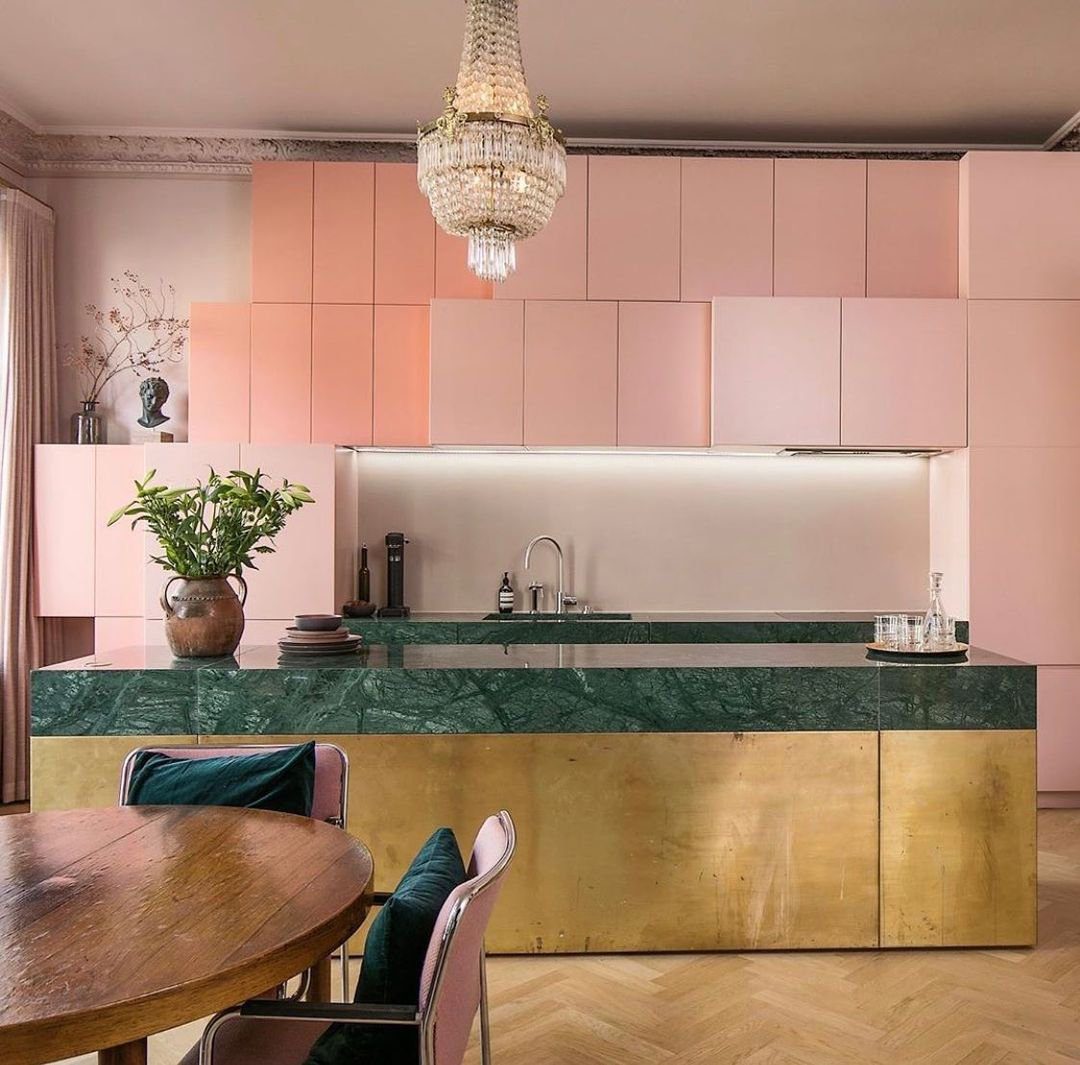 Stunning Pink Kitchens That Will Blow Your Mind in 2025 36 Art Deco Fusion with Brass and Marble