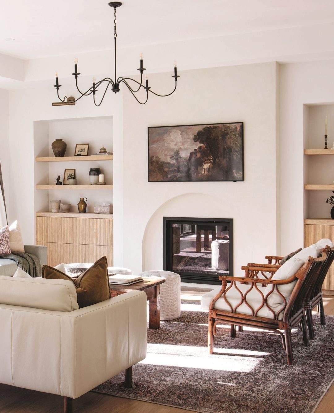 Bohemian Blend with Arched Elegance Electric Fireplace Wall