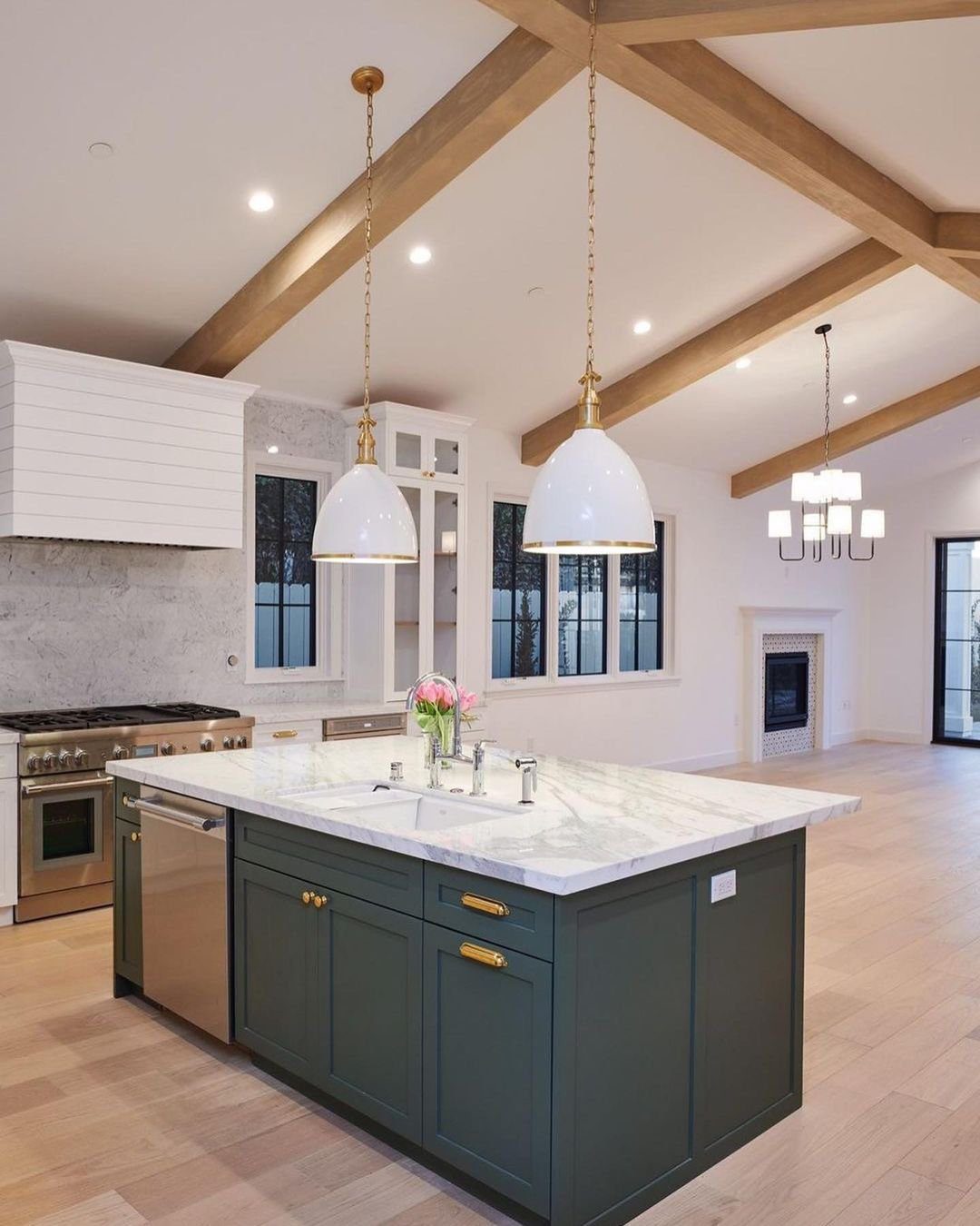 Contemporary Contrast with Clean-Lined Beams