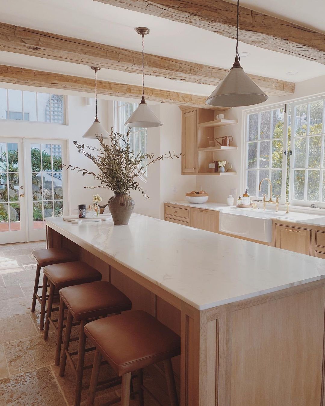 Sunlit Serenity with Whitewashed Beams