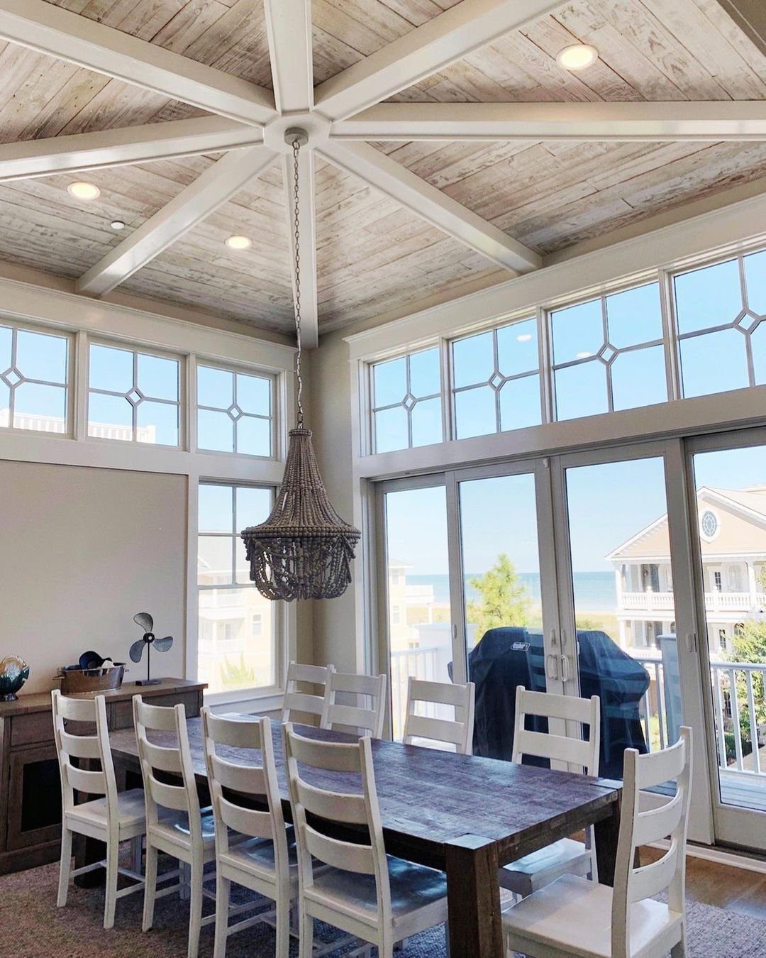 Coastal Starburst with Reclaimed Wood Beams